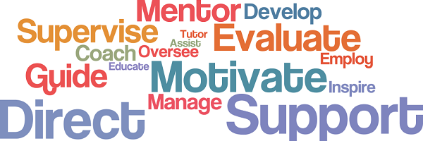 word cloud depicting words that describe a good boss